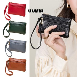 UUMIR Zero Ví Da pu mini Màu Trơn Đựng Tiền Xu Hai Khóa Kéo Chống Thấm Nước Trọng Lượng Nhẹ