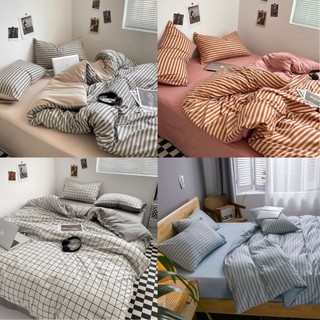 Bộ chăn ga gối REE Bedding hoạ tiết kẻ nhiều màu đủ size giường nệm CTC252