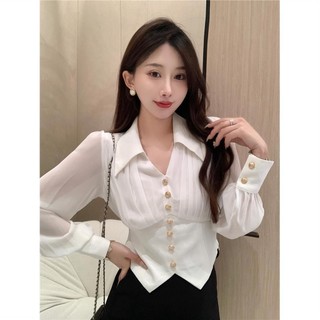 Áo Sơ Mi Tay Dài Dáng Ôm Phong Cách Pháp Thời Trang Mùa Xuân Mới Cho Nữ