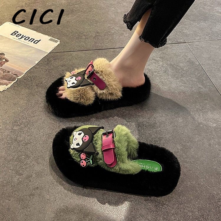 CICI dép nữ dép lông dép sandal nữ dép bánh mì Sang trọng Màu sắc đa dạng Êm ái Thể thao và thời trang FDL23C08XF 50Z231211