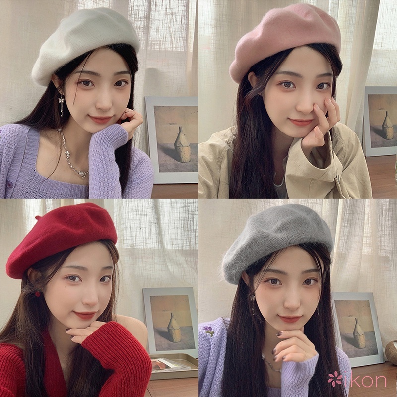 Nón beret Lông Thỏ Màu Trơn Phong Cách Hàn Quốc Màu Sắc