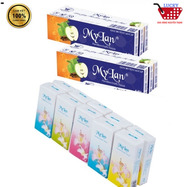 15 Gói khăn giấy bỏ túi Mylan -Quả táo 4 Lớp (8 Tờ/1 Gói)