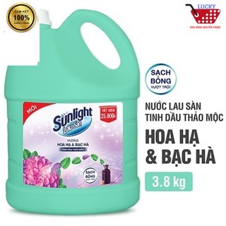Nước Lau Sàn Sunlight 3,6KgTrắng Tinh chất thiên nhiên/ Hương Hoa Hạ &Bạc Hà