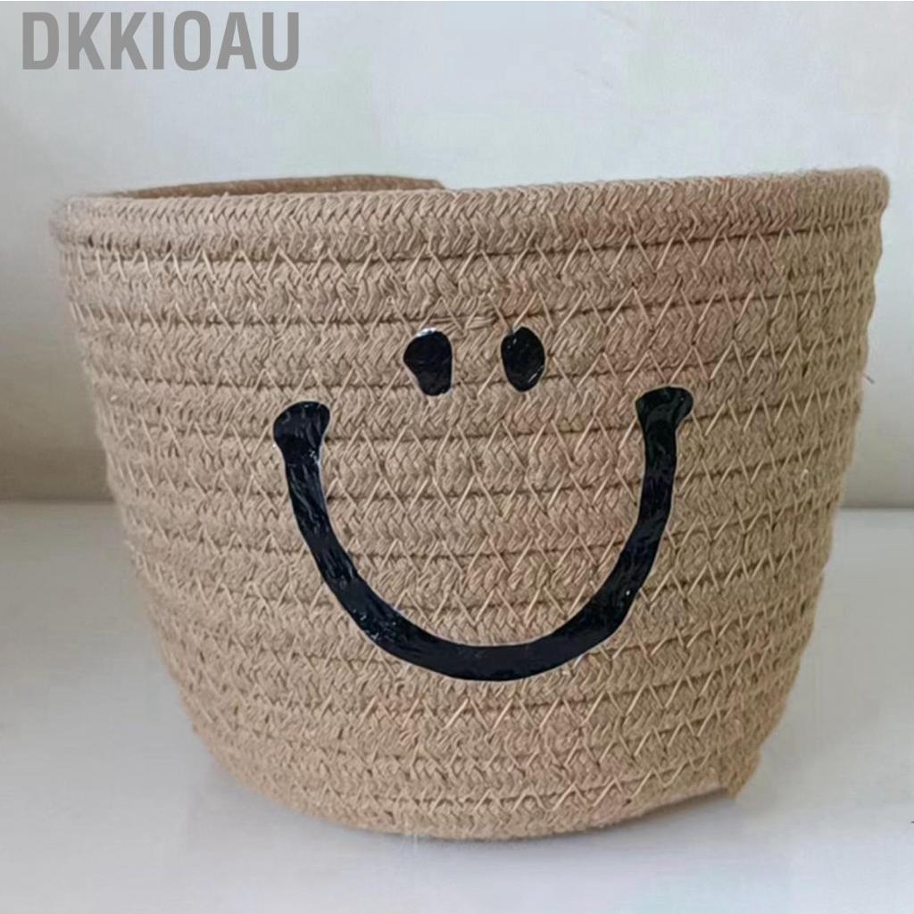 Dkkioau Cute Cotton Rope Basket Wall Mounted Soft Foldable Hand Woven Small Storage for Home Use