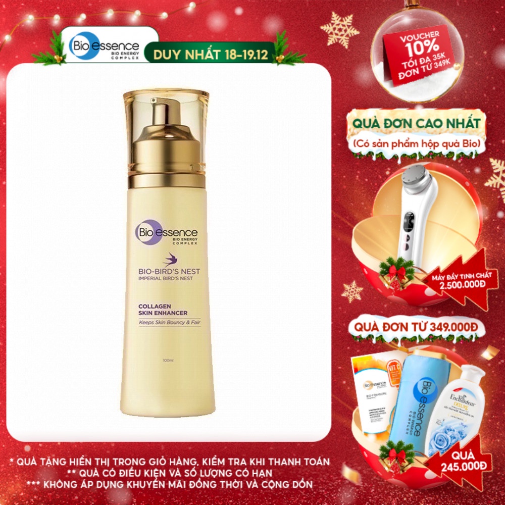 Nước cân bằng dưỡng da tươi sáng và căng mọng Bio-Essence Bio-Bird's Nest Collagen Skin Enhancer 100ml