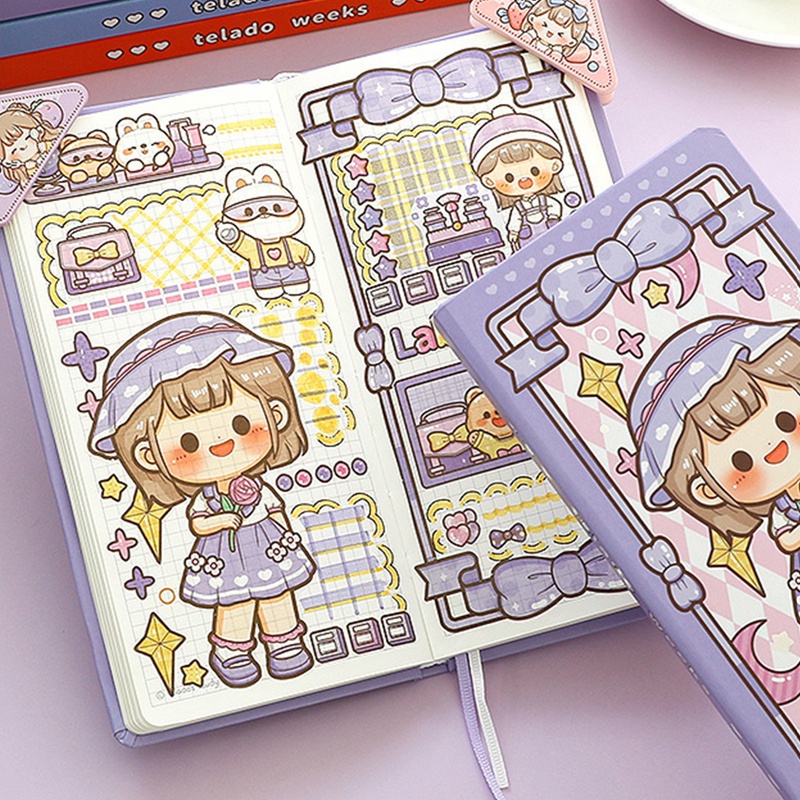 Userw Set 80 Tờ Nhãn Dán 4 Phong Cách Nhân Vật Hoạt Hình kawaii Trang Trí Sổ Tay diy