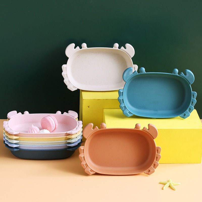 Đĩa Đựng Thức Ăn Lúa Mạch Hình Con Cua Ngộ Nghĩnh Đáng Yêu Cho Bé 16.5x10.5cm