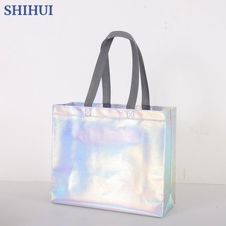 Shihui Túi Xách Mua Sắm Bằng Vải Không Dệt Tay Cầm Dài Nhiều Màu Sắc laser Thời Trang Dành Cho Nữ