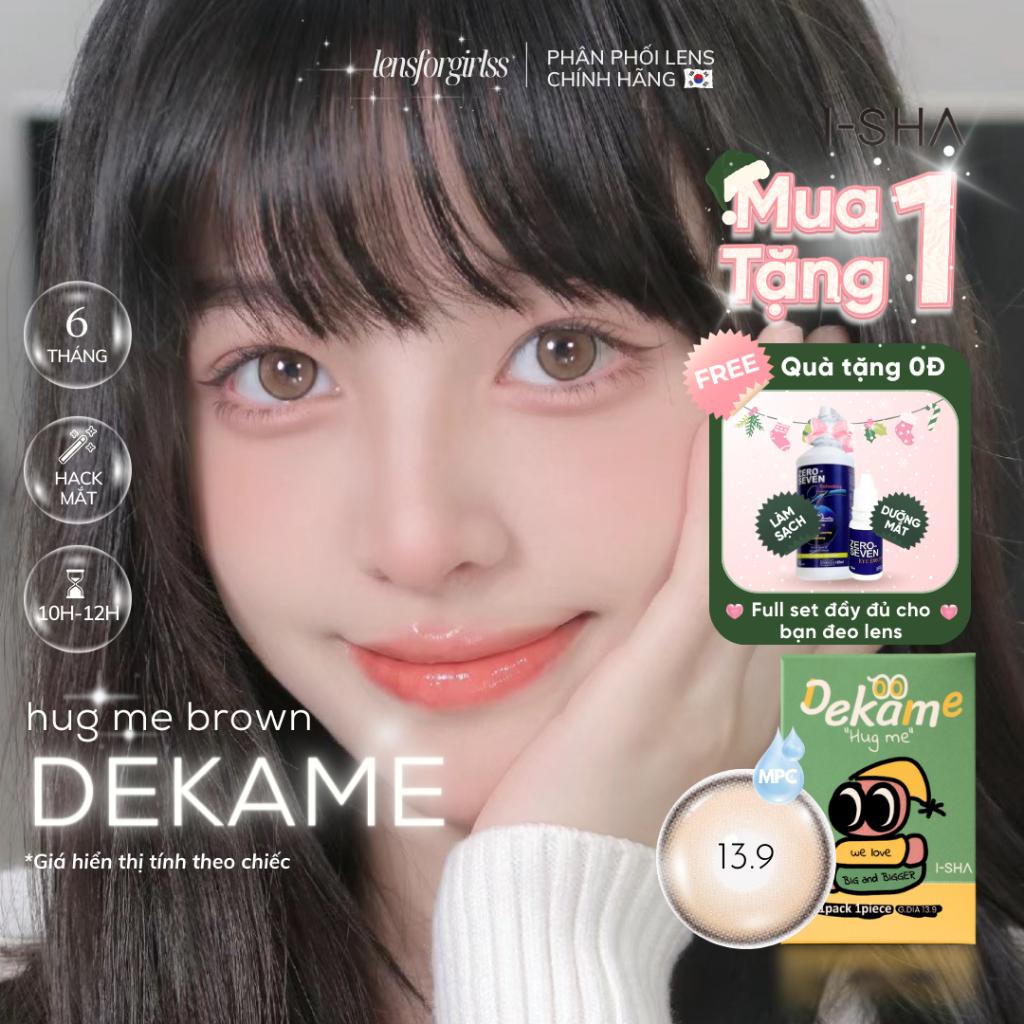 Kính áp tròng nâu sáng có viền hack mắt to tròn DEKAME BROWN dành cho mắt nhạy cảm | Lens cận | LENSFORGIRLSS