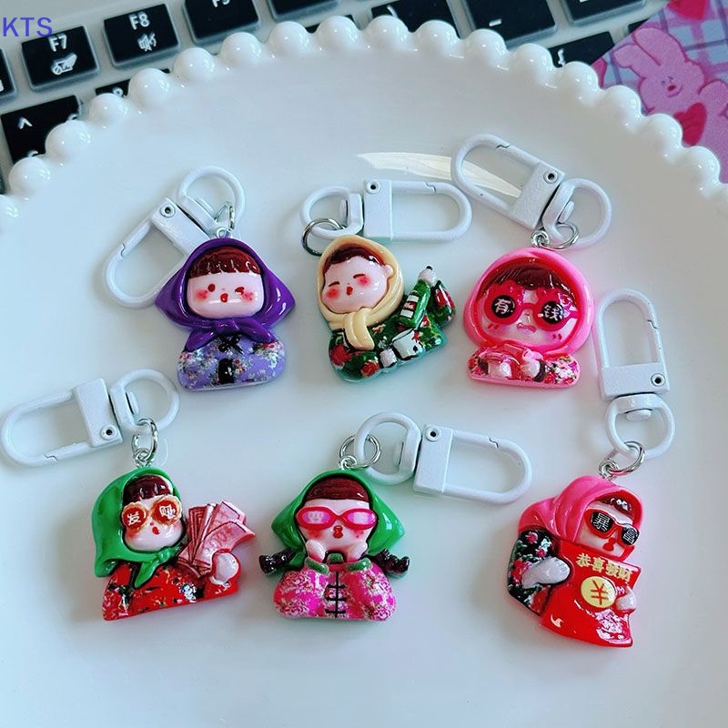 Kts Móc Khóa Có Đệm Bông cotton Họa Tiết Hoạt Hình Dễ Thương Vui Nhộn Cho Bé Gái