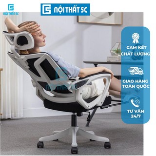 Ghế Công Thái Học Có Tựa Cổ Thiết Kế Đệm Gác Chân Chống Mỏi,Ghế Xoay Văn Phòng Đệm Lưới Êm Ái Thoáng Khí