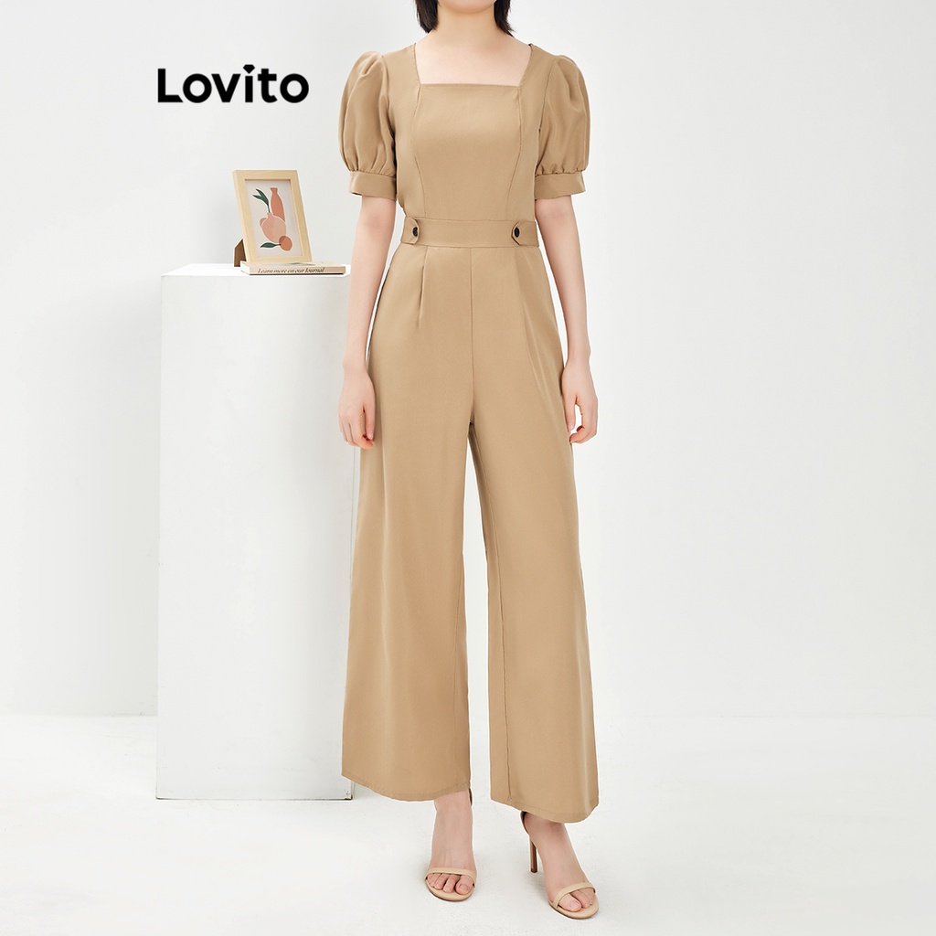 Áo liền quần Lovito cơ bản màu trơn thường ngày cho nữ L68ED209 (Nhiều màu)