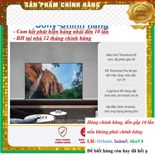 SALE_ Smart Tivi Sony 65 Inch 4K XR-65X90J &lt; Chính hãng BH:24 tháng tại nhà toàn quốc &gt; - Mới 100%