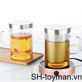 Cốc thủy tinh lọc trà 450ml có nắp lọc