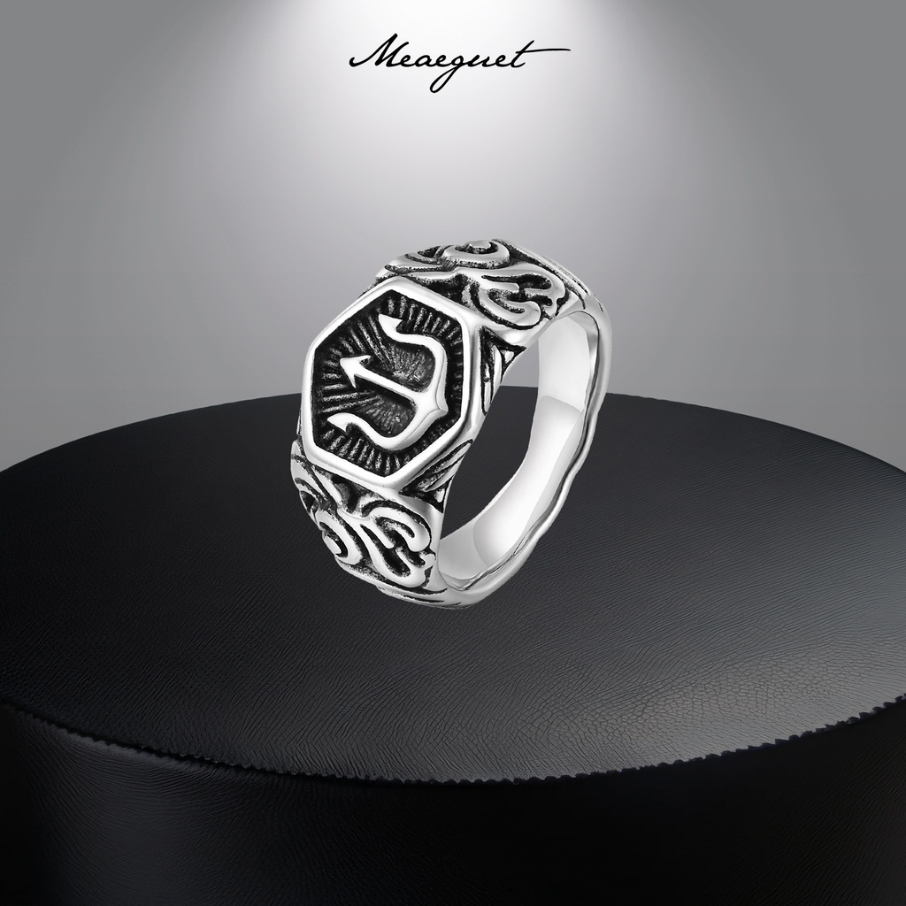 Meaeguet Bắc Âu Viking Nhẫn Dành Cho Nam Thép Không Gỉ Celtic Nút Vòng Aquaman Trident Nhẫn Rune Bùa