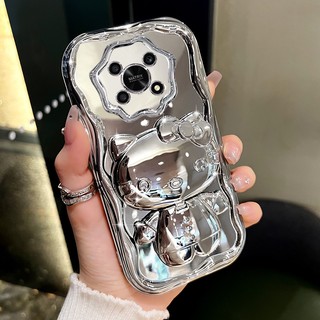Vỏ sang trọng Vỏ điện thoại HONOR X9 5G HONOR X9 5G Mới Họa tiết kem Mạ trong suốt Vỏ trong suốt HONOR X9 5G có giá đỡ gương trang điểm hello Kitty