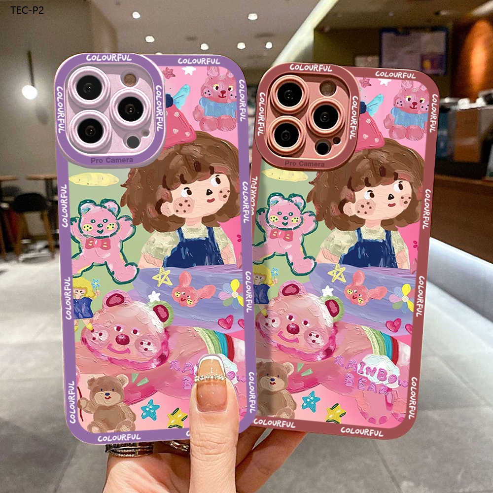 Tecno Pova 2 Spark 5 6 7 7T Air Go 2020 Cho Ốp lưng điện thoại In Hình Cartoon Little Girl Thicken