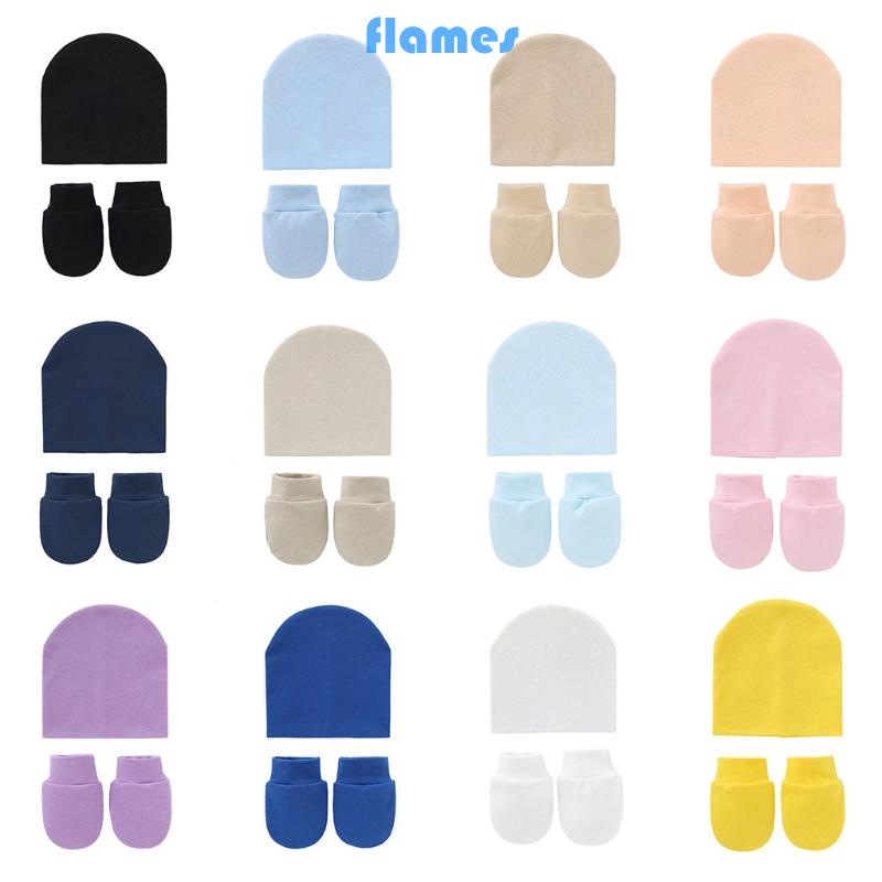 Set Mũ Beanie + Găng Tay Dễ Thương Cho Bé 0-5 Tháng Tuổi