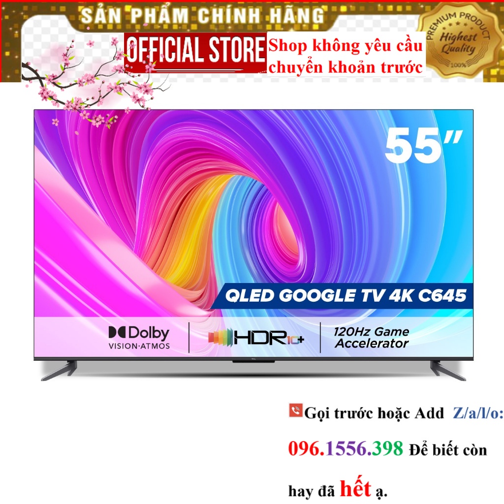 QLED TV TCL 4K UHD - Tivi 55'' - 55C645 - Tivi 55 inch - Tivi cao cấp ||Sale