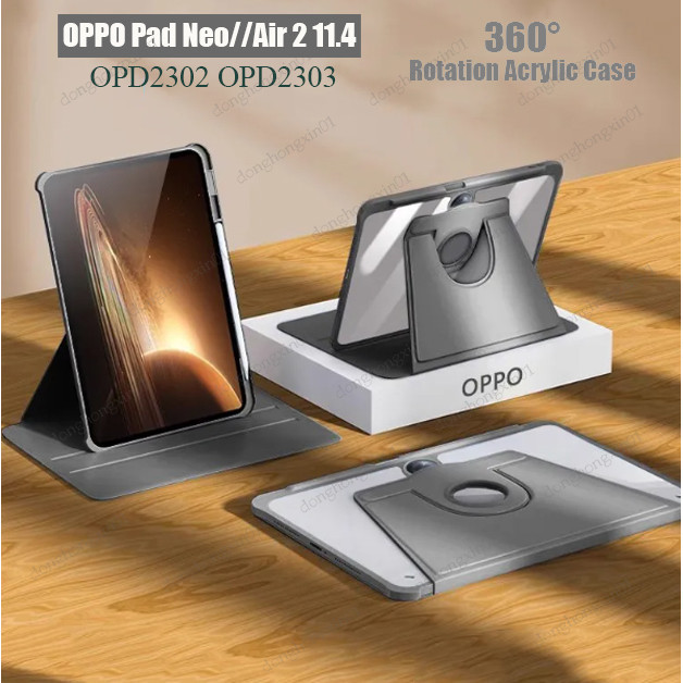 Ốp Máy Tính Bảng Bằng Acrylic Có Giá Đỡ Bút Chì Xoay Được Cho OPPO Pad Neo 11.4 "2024 / Air 2 11.4" 