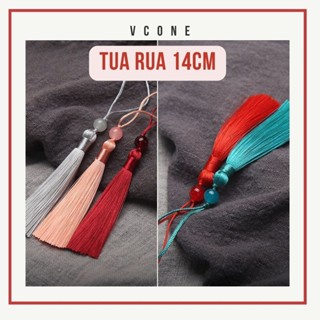 Tua rua 14cm gắn ngọc trang trí basic Tết Đám cưới phụ kiện handmade cổ trang móc quạt xếp
