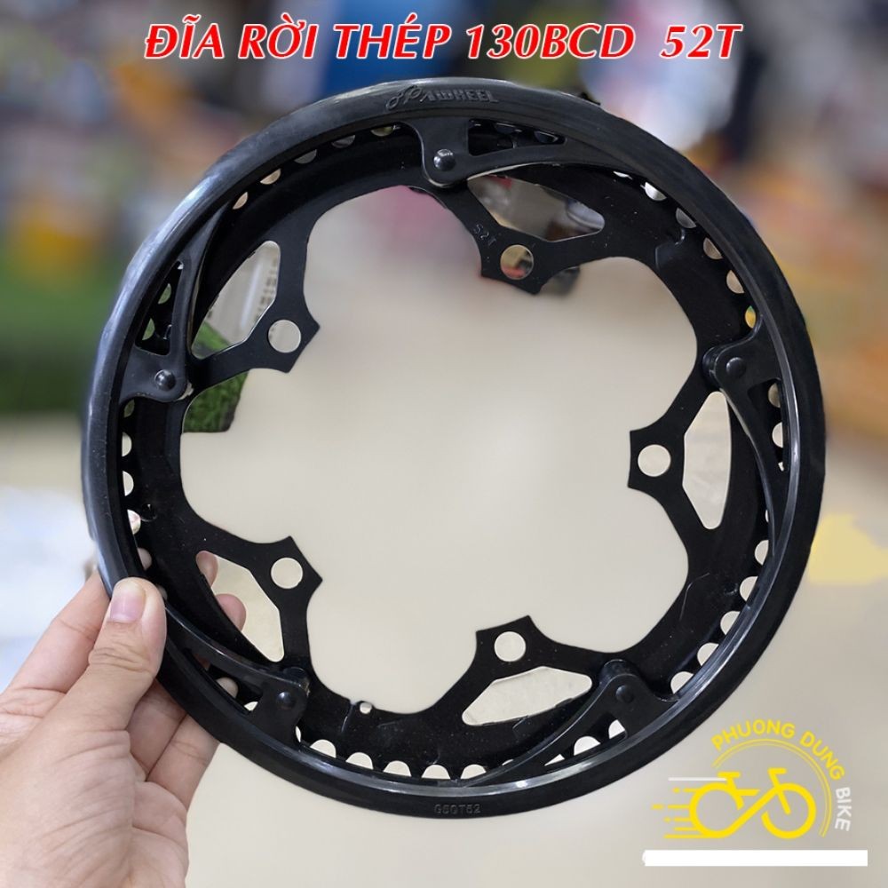 Đĩa rời thép kèm chắn nhựa xe đạp 130BCD 52T