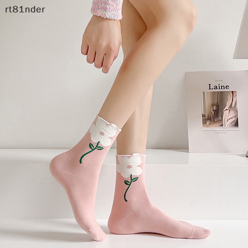 Rt 1 Đôi Vớ Thoáng Khí Thoải Mái In Họa Tiết Hoa Hoạt Hình Phong Cách harajuku Nhật Bản Cho Nữ