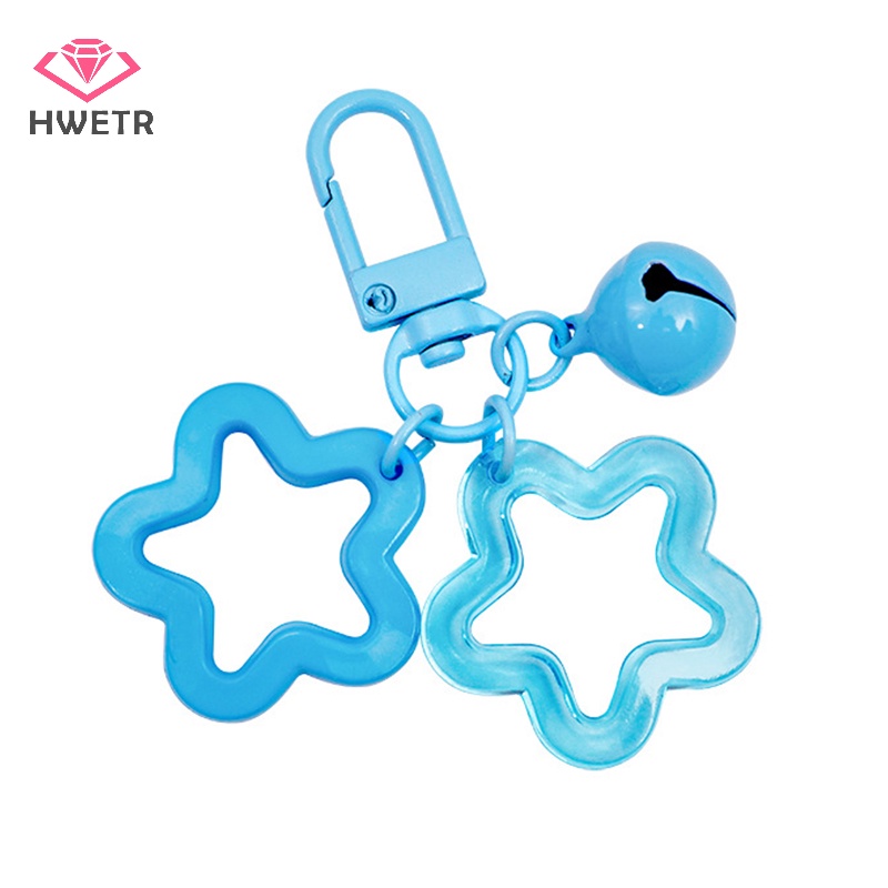 Hwetr Móc Khóa acrylic Hình Ngôi Sao Rỗng Nhiều Màu Có Chuông Dễ Thương Treo Trang Trí Ba Lô Tai Nghe ch Mới