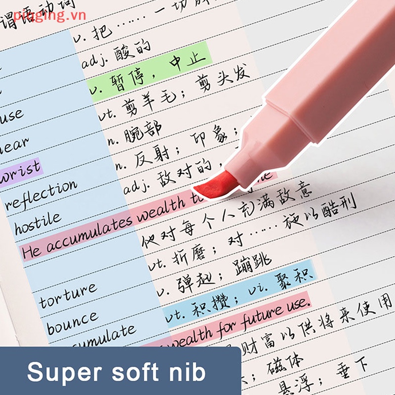 Piqging Set 6 Bút Đánh Dấu Hai Đầu Màu Sáng Dễ Thương diy Cho Học Sinh Trung Học / Văn Phòng vn