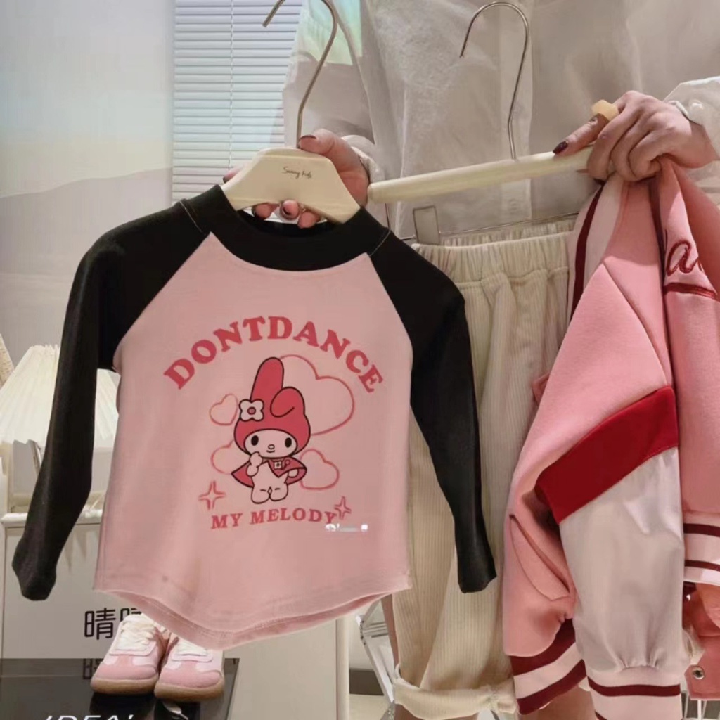 Áo Thun Tay Dài Cổ Tròn Phong Cách Thời Trang Thu Đông Hàn Quốc Cho Bé Gái 80-150cm