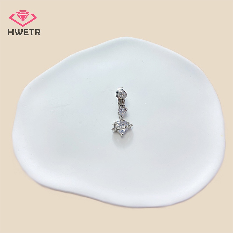 Khuyên Rốn Hình Ngôi Sao Mặt Trăng Đính Đá zircon Giả Kẹp Rốn Không Cần Xỏ Khuyên Mới