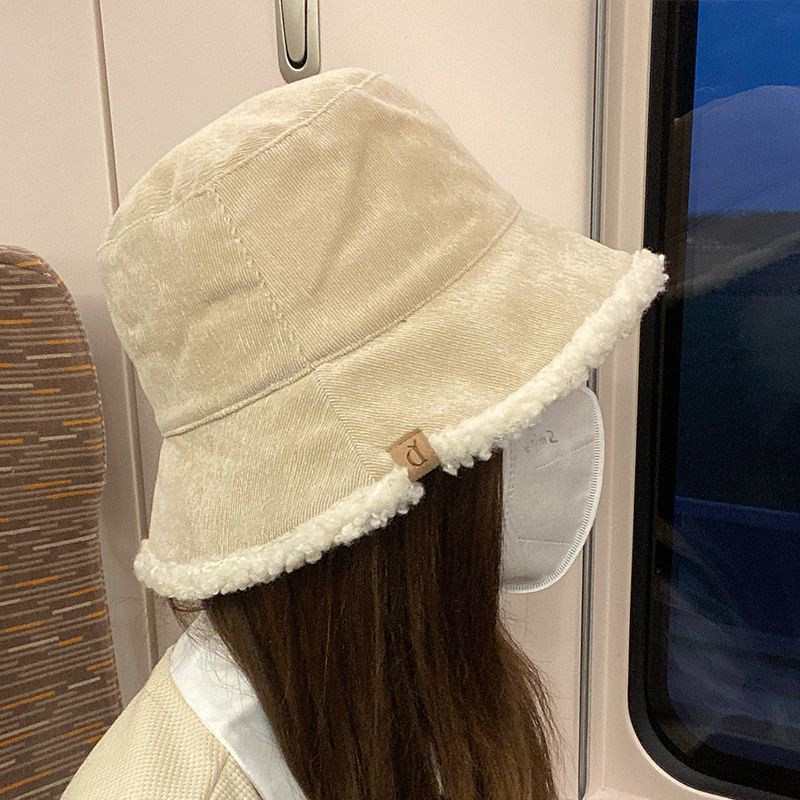 Mũ bucket Len Lông Cừu Hai Mặt Ấm Áp Thời Trang Thu Đông Cho Nữ