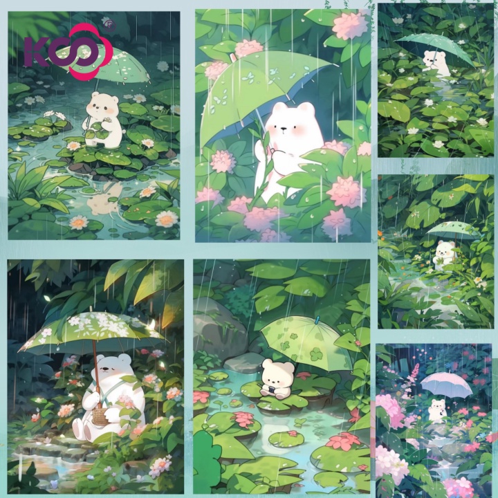 Bộ Tranh Đính Đá 30x40cm / 40x50cm / 50x60cm Hình Gấu Trúc / Hoa Sen / Gấu Trúc / Hoa Sen Độc Đáo Đẹp Mắt