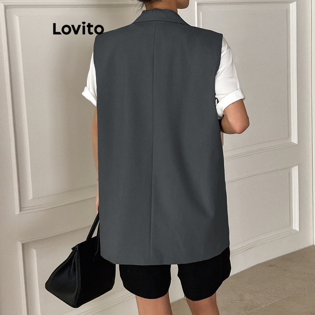 Áo blazer Lovito có túi nút thường ngày cho nữ L61AD001