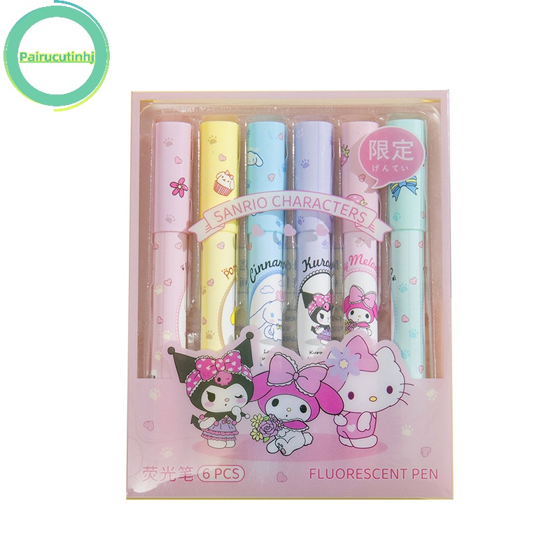 SANRIO Parucutin Hộp 6 Bút Màu Đa Năng Dễ Thương Cho Nữ