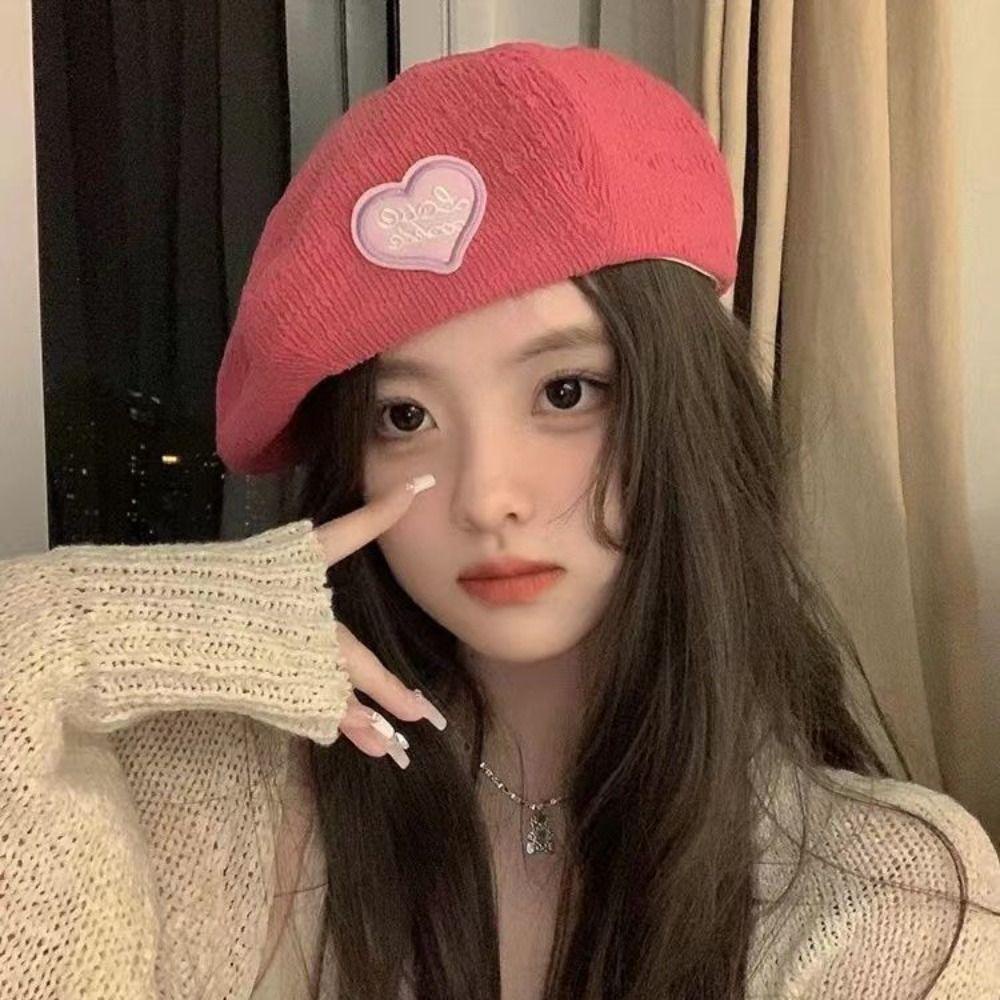 Stellaub Mũ beret Hình Trái Tim Phong Cách Hàn Quốc Dễ Phối Đồ Dành Cho Nữ