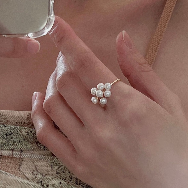 Nhẫn Hở Hình Nơ Đính Ngọc Trai zircon Thiết Kế Độc Đáo Thời Trang Cao Cấp Cho Nữ