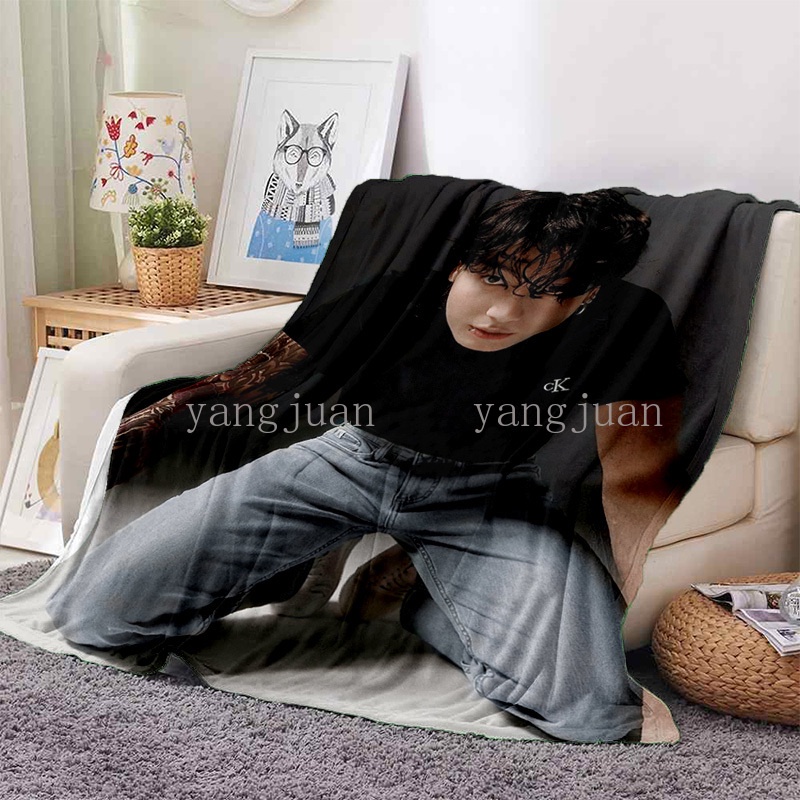 Chăn Giữ Ấm Tùy Chỉnh Mềm Mại In Hình bts jung kook Dùng Khi Đi Dã Ngoại