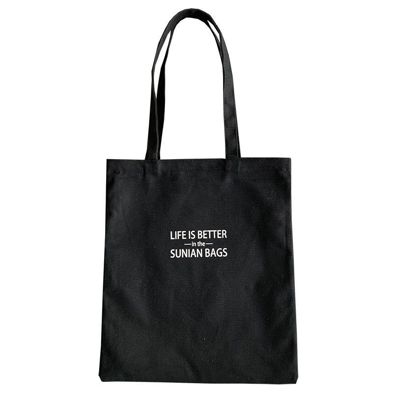 Đen Túi Xách canvas cotton Lanh In Chữ Đơn Giản Thời Trang