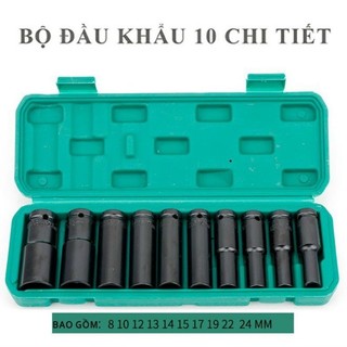 Bộ đầu khẩu mở ốc bulong 10 chi tiết bộ khẩu mở ốc oto , mở ốc xe máy , mở ôc se máy , xe đạp