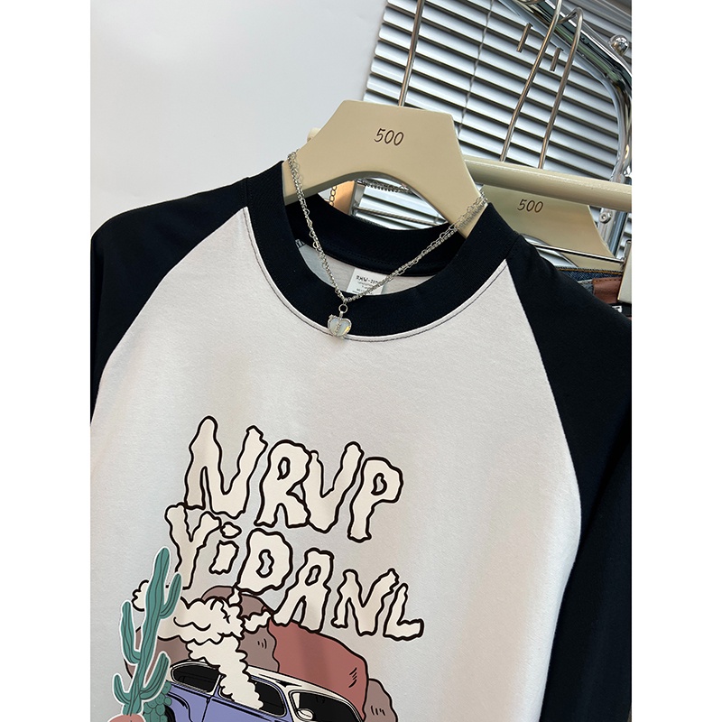 HIIXIIVI Áo Thun 100% cotton Tay Dài Dáng Rộng Phong Cách Hàn Quốc Dành Cho Nữ