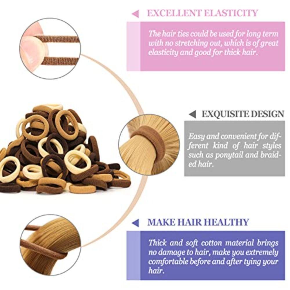 Set 100 Dây Buộc Tóc Cao Su Mềm Co Giãn Màu Trơn Đơn Giản Phong Cách Hàn Quốc