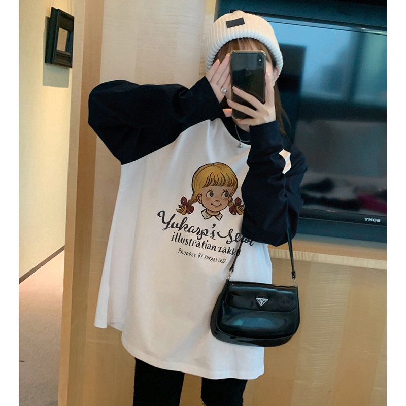 Áo Thun Tay Dài 100% cotton In Họa Tiết Thời Trang Hàn Quốc Cho Nữ