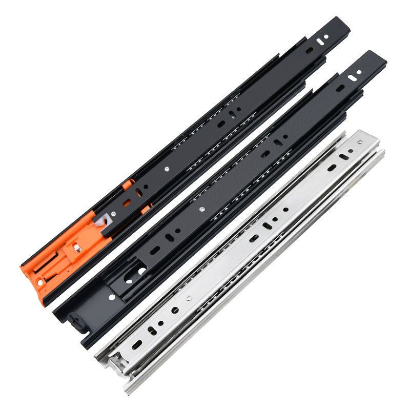 [Trượt ray ngăn kéo] Đường ray ngăn kéo bằng thép không gỉ Đệm giảm chấn ba phần Đường ray trượt im 