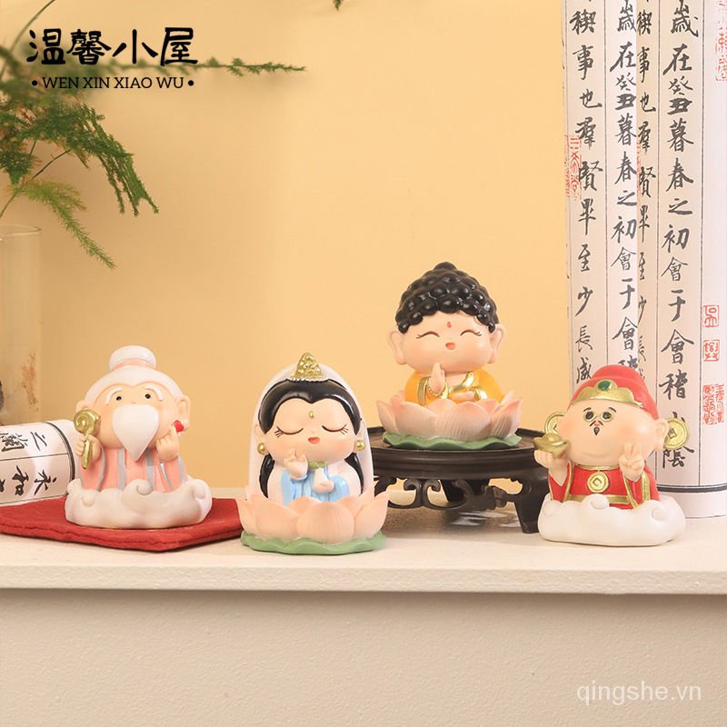 Tượng Phật Ngồi Đài Sen May Mắn Để Bàn Trang Trí Văn Phòng Dễ Thương