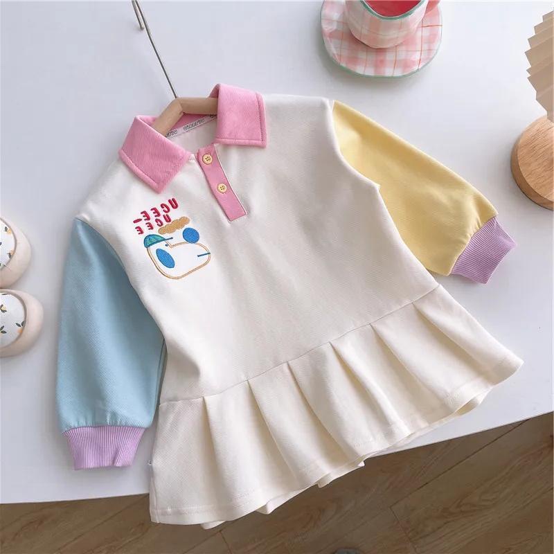 Áo Thun polo Phối Màu Tương Phản Phong Cách Hàn Quốc Thời Trang Xuân Thu Mới Cho Bé Gái