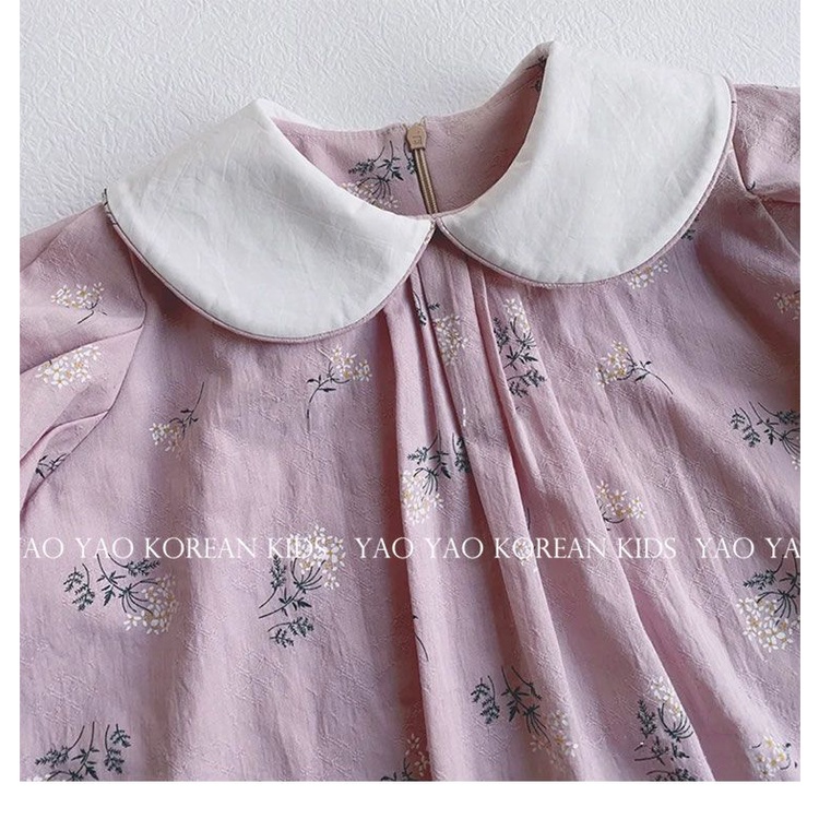 Đầm Tay Dài Cổ Búp Bê Họa Tiết Hoa Mẫu Mới 2023 Thời Trang Mùa Thu Cho Bé