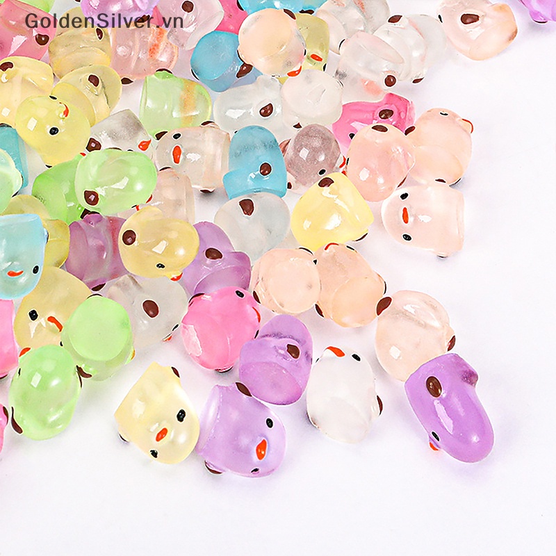 Set 10 Đồ trang trí Gà Con mini Màu Vàng Dạ Quang Trang Trí Tiểu Cảnh vn