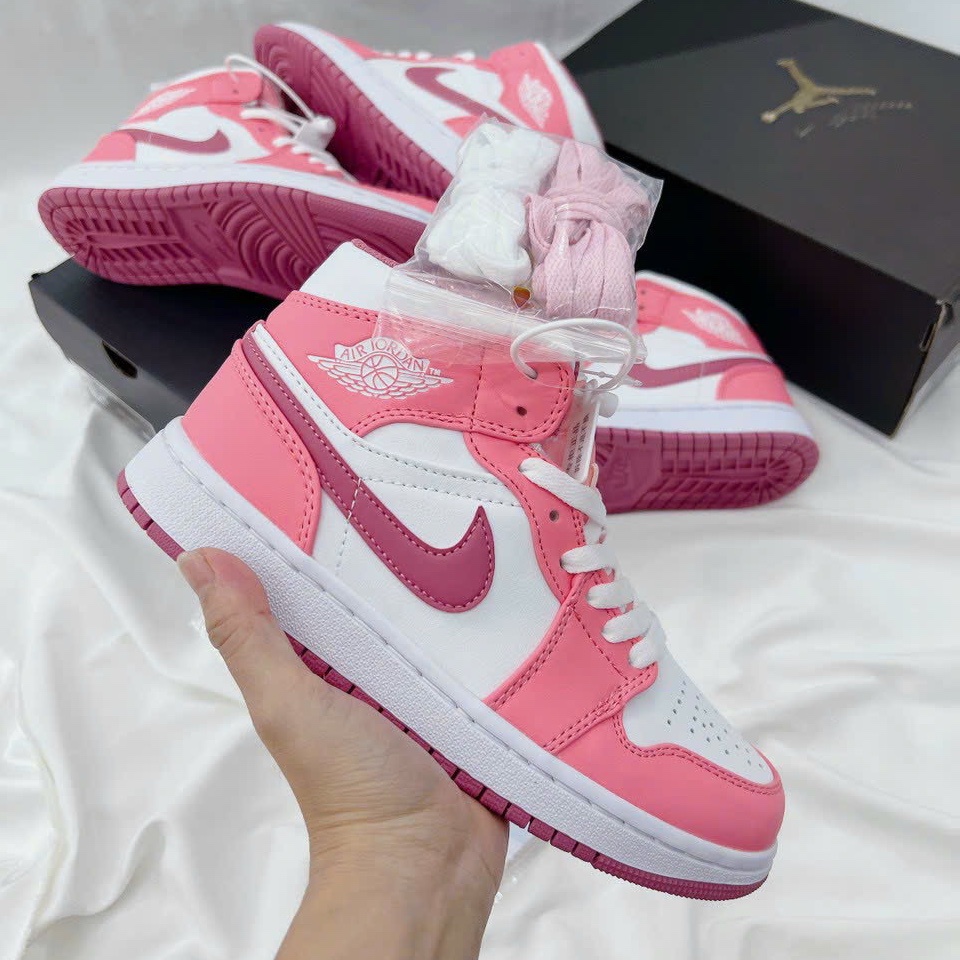 Giày Jordan hồng valentine Hight cao cấp 2023, giày JD 1 trắng hồng Cherry thời trang mới Chuns store