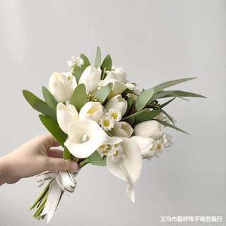 Hoa giả cầm tay bó hoa cưới cô dâu Hàn Quốc đạo cụ ảnh cưới Hoa lụa mùa xuân